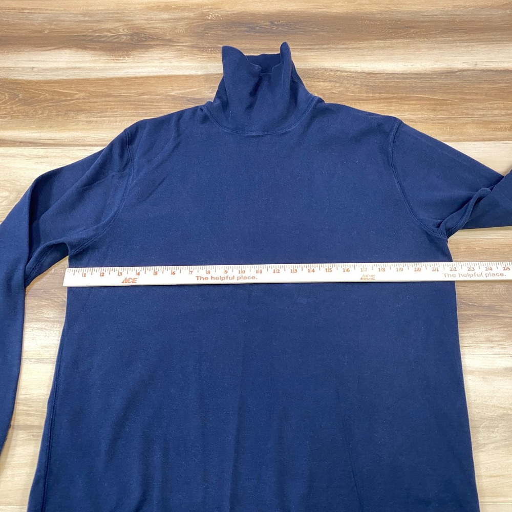 J.Crew Turtleneck Men L Classic Minimalist Cotton Navy Blue Long Sleeve Shirt - Picture 7 of 9